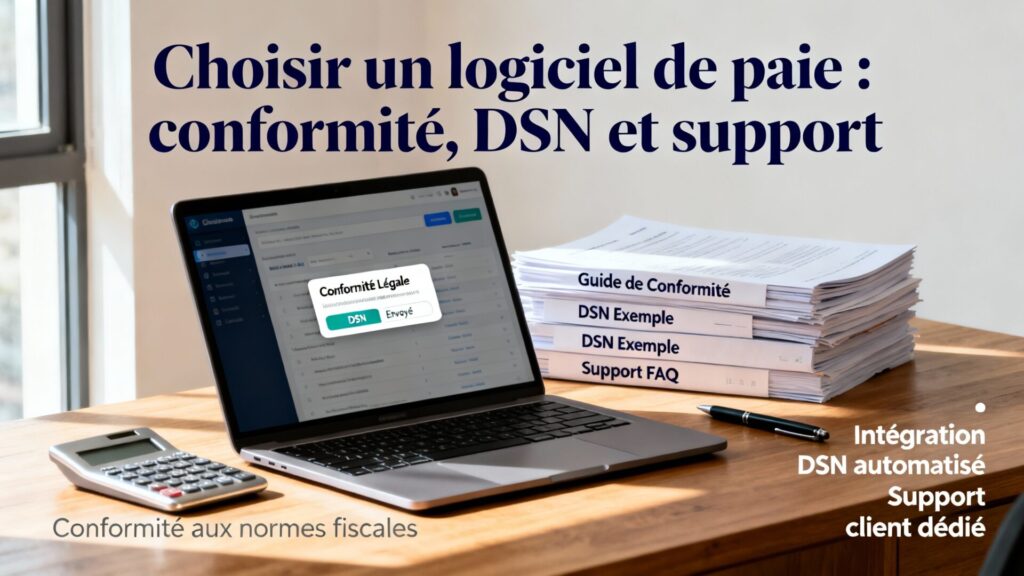 Choisir un logiciel de paie : conformité, DSN et support avec texte
