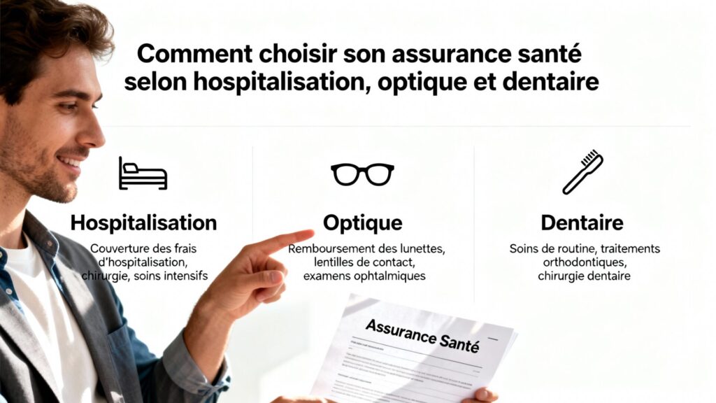 Comment choisir son assurance santé selon hospitalisation, optique et dentaire avec texte