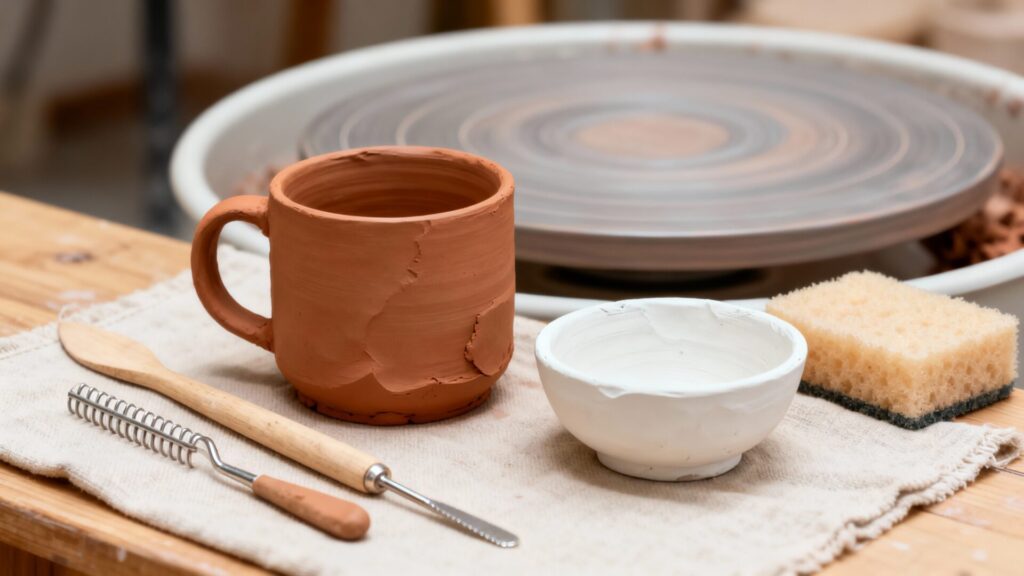 Kit poterie pour débuter : outils, argiles et projets faciles sans aucun texte