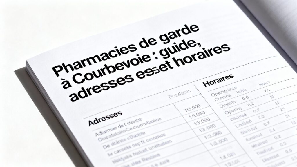 Pharmacies de garde à courbevoie : guide, adresses et horaires avec texte