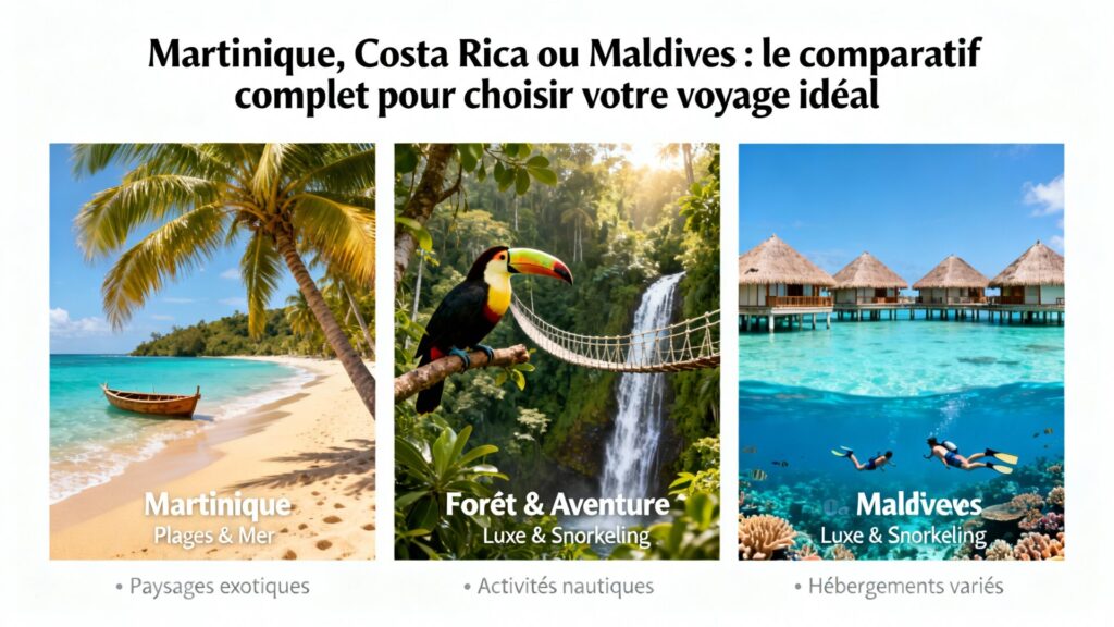 Martinique, Costa Rica ou Maldives : le comparatif complet pour choisir votre voyage idéal avec texte