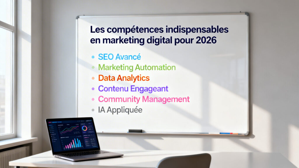 Les compétences indispensables en marketing digital pour 2026 avec texte