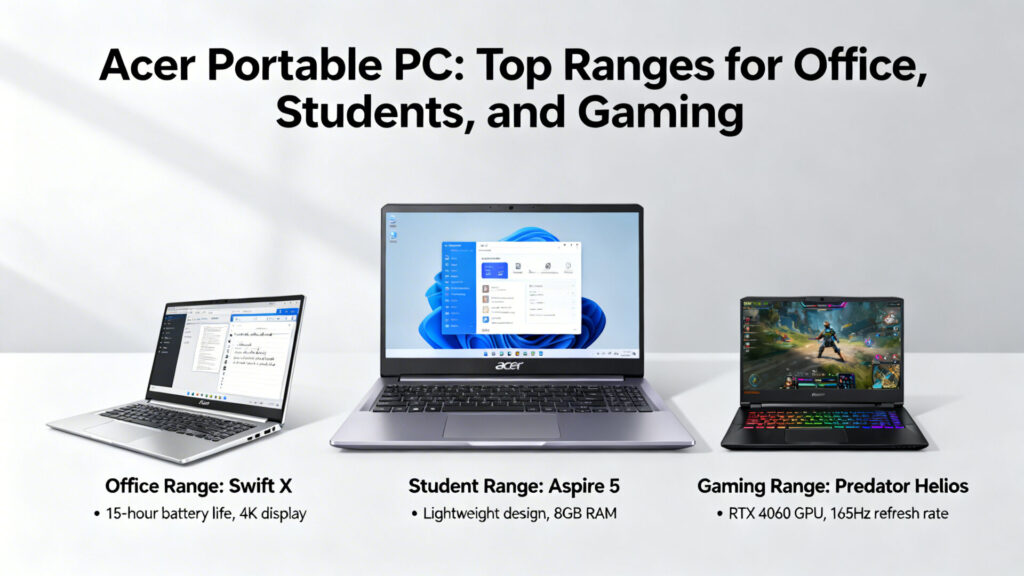 Pc portable Acer : les gammes à privilégier pour la bureautique, les étudiants et le jeu avec texte