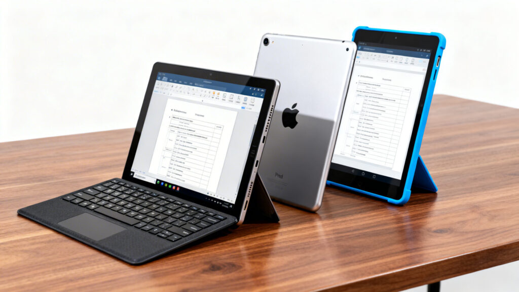 Comparatif des meilleures tablettes pour travailler entre windows, ipad et android sans aucun texte