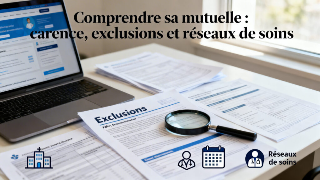 Comprendre sa mutuelle : carence, exclusions et réseaux de soins avec texte