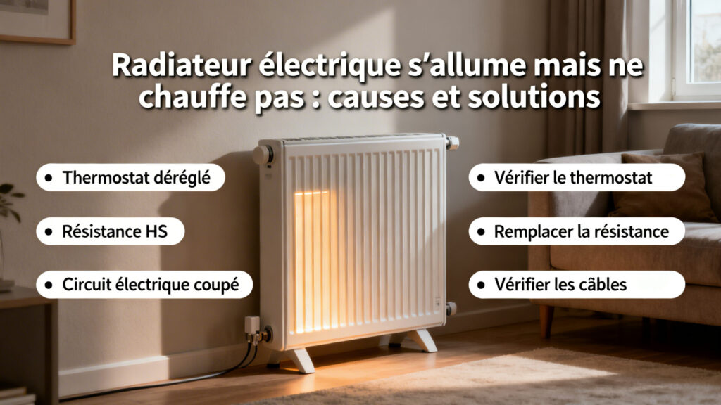 Radiateur électrique s'allume mais ne chauffe pas : causes et solutions avec texte