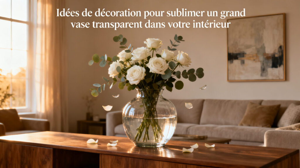 Idées de décoration pour sublimer un grand vase transparent dans votre intérieur avec texte