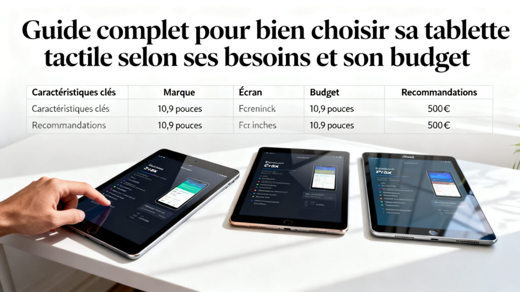 Guide complet pour bien choisir sa tablette tactile selon ses besoins et son budget.